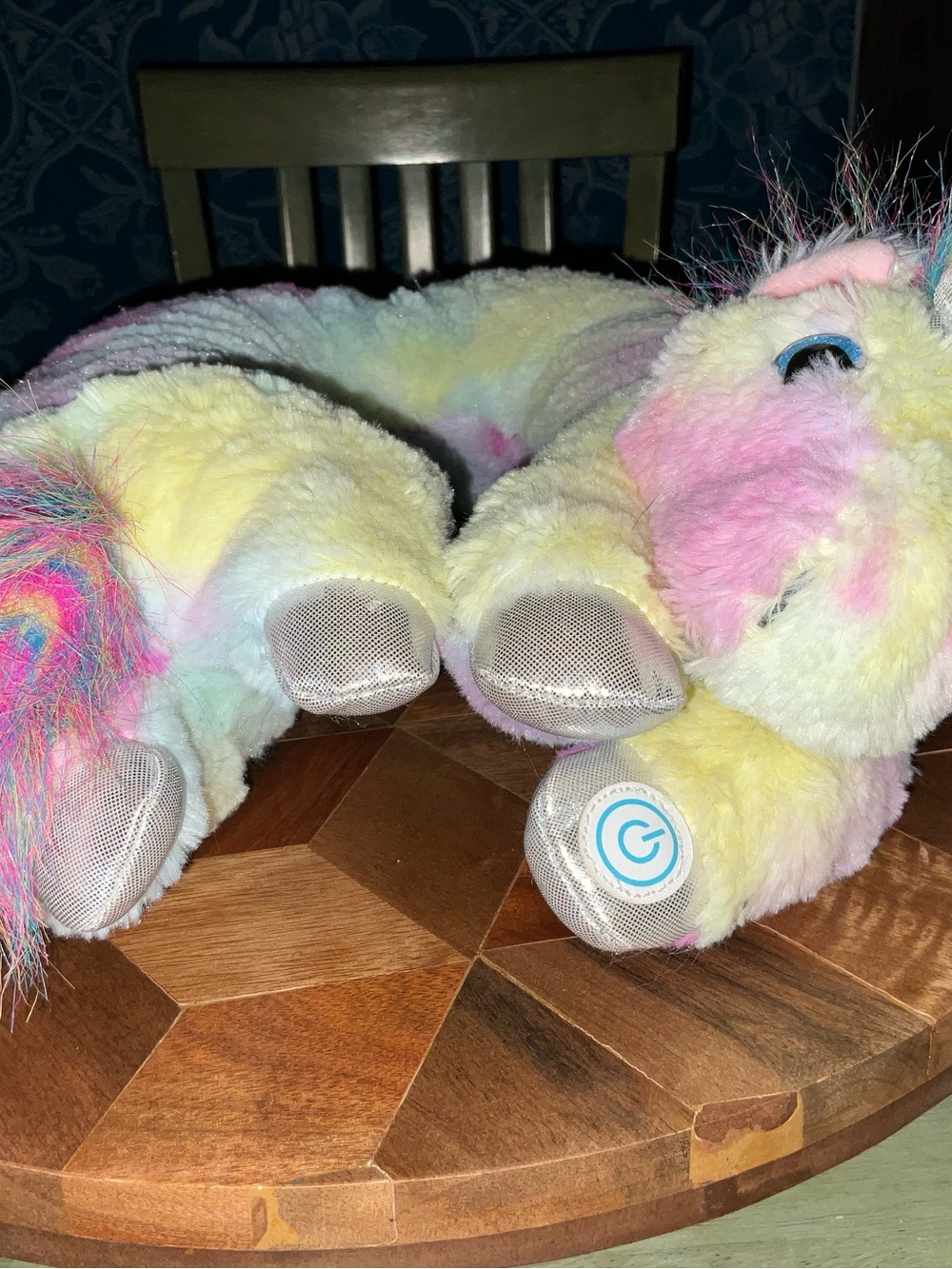 Health Touch Tie-Dye Unicorn Vibrating Neck Massager Pillow Plush Sensory Toy